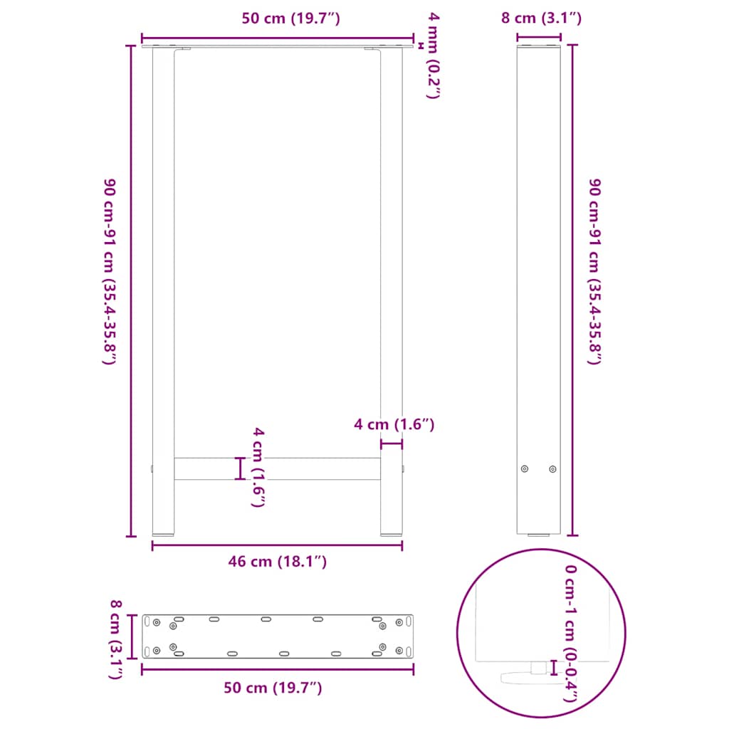 Bartafelpoten 2 st 50x(90-91) cm staal zwart is nu te koop bij PeponiXL, paradijselijk wonen!