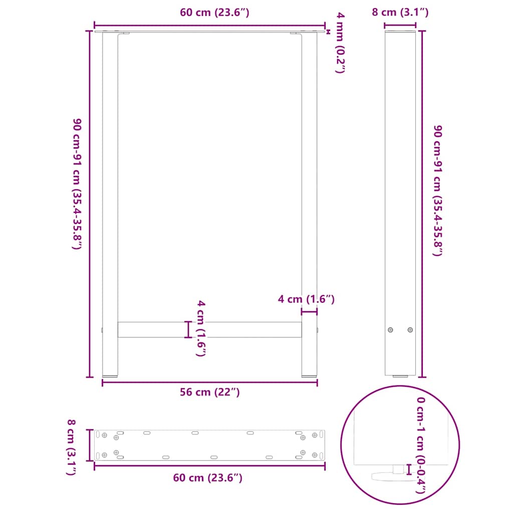 Bartafelpoten 2 st 60x(90-91) cm staal zwart is nu te koop bij PeponiXL, paradijselijk wonen!