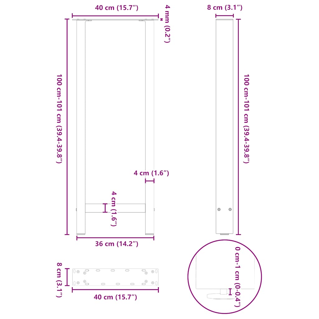 Bartafelpoten 2 st 40x(100-101) cm staal antraciet is nu te koop bij PeponiXL, paradijselijk wonen!