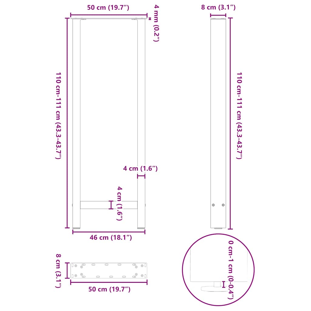Bartafelpoten 2 st 50x(110-111) cm staal naturel is nu te koop bij PeponiXL, paradijselijk wonen!
