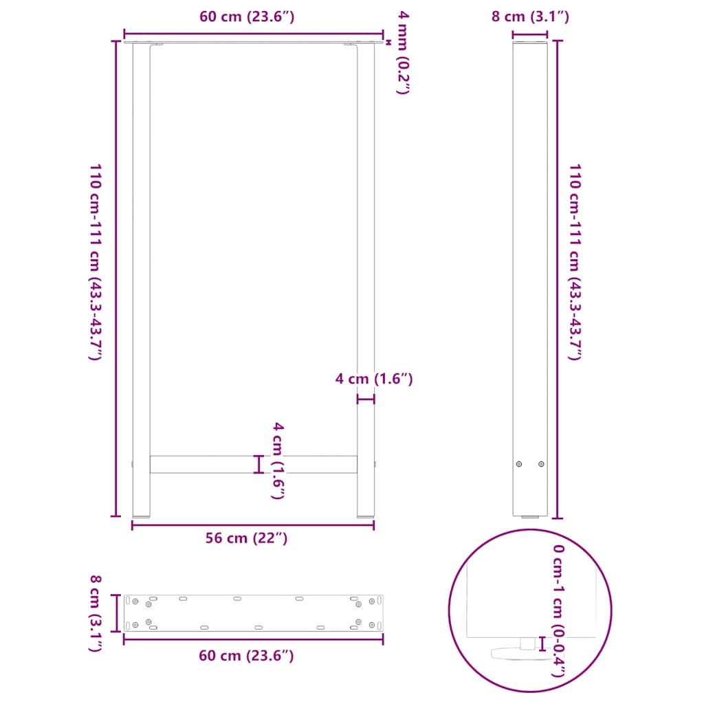 Bartafelpoten 2 st 60x(110-111) cm staal wit is nu te koop bij PeponiXL, paradijselijk wonen!