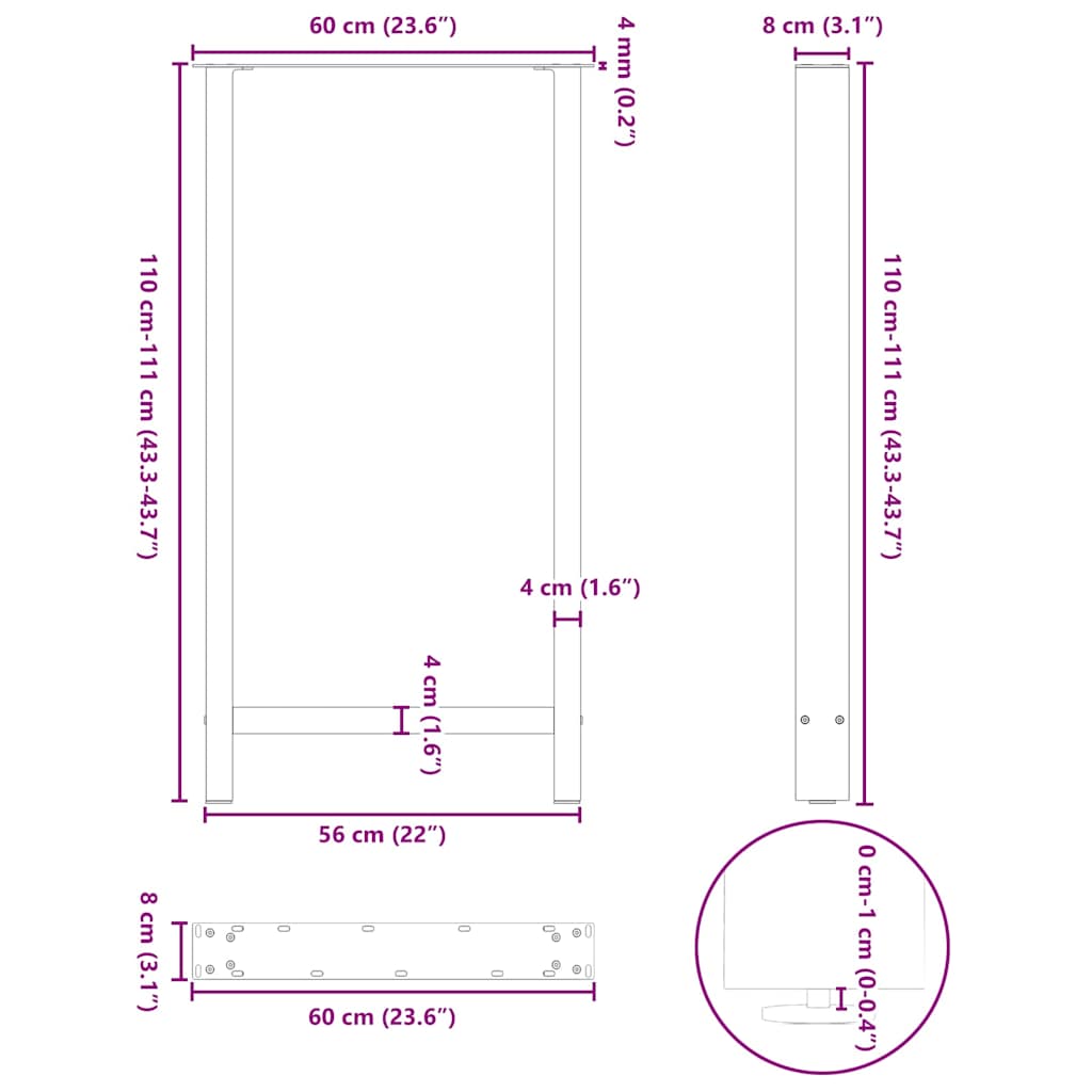 Bartafelpoten 2 st 60x(110-111) cm staal naturel is nu te koop bij PeponiXL, paradijselijk wonen!