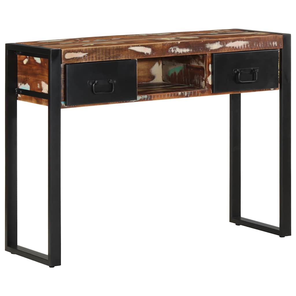 Wandtafel 100x35x75 cm massief gerecycled hout meerkleurig is nu te koop bij PeponiXL, paradijselijk wonen!