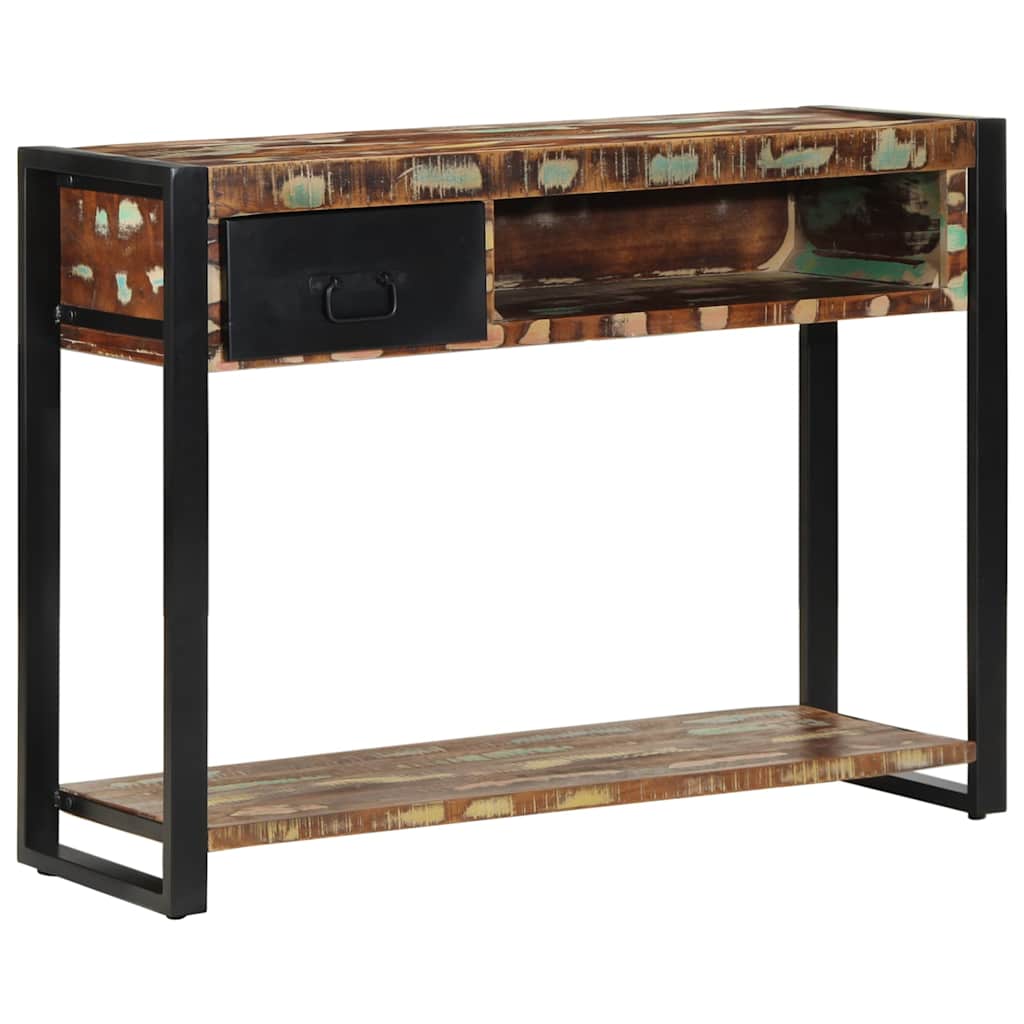 Wandtafel 100x35x75 cm massief gerecycled hout meerkleurig is nu te koop bij PeponiXL, paradijselijk wonen!