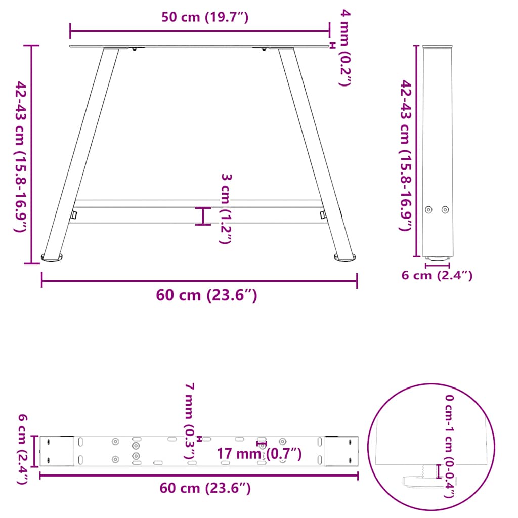 Salontafelpoten 2 st A-vormig 60x(42-43) cm staal wit is nu te koop bij PeponiXL, paradijselijk wonen!