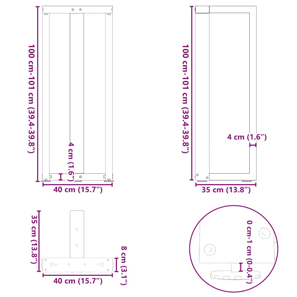 Bartafelpoten 2 st T-vormig 40x35x(100-101) cm staal wit is nu te koop bij PeponiXL, paradijselijk wonen!