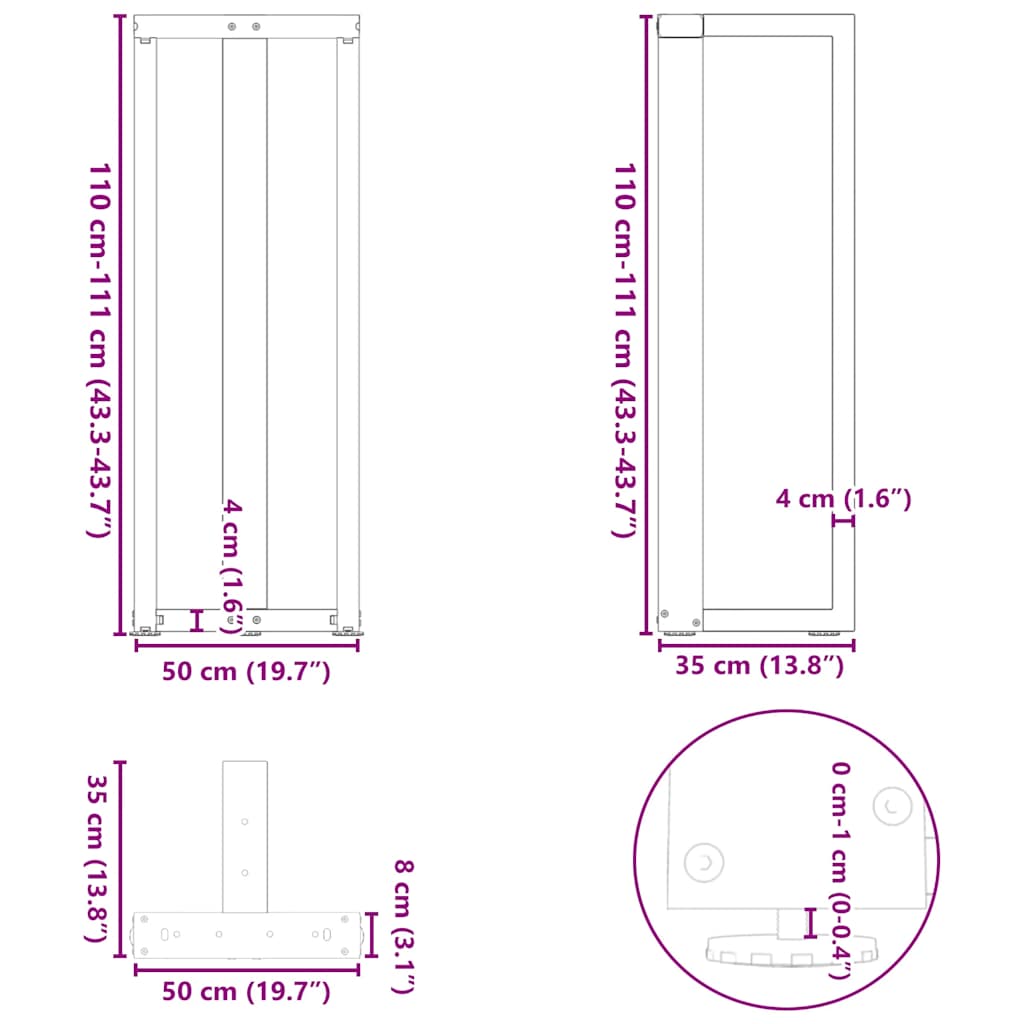 Bartafelpoten 2 st T-vormig 50x35x(110-111) cm staal antraciet is nu te koop bij PeponiXL, paradijselijk wonen!