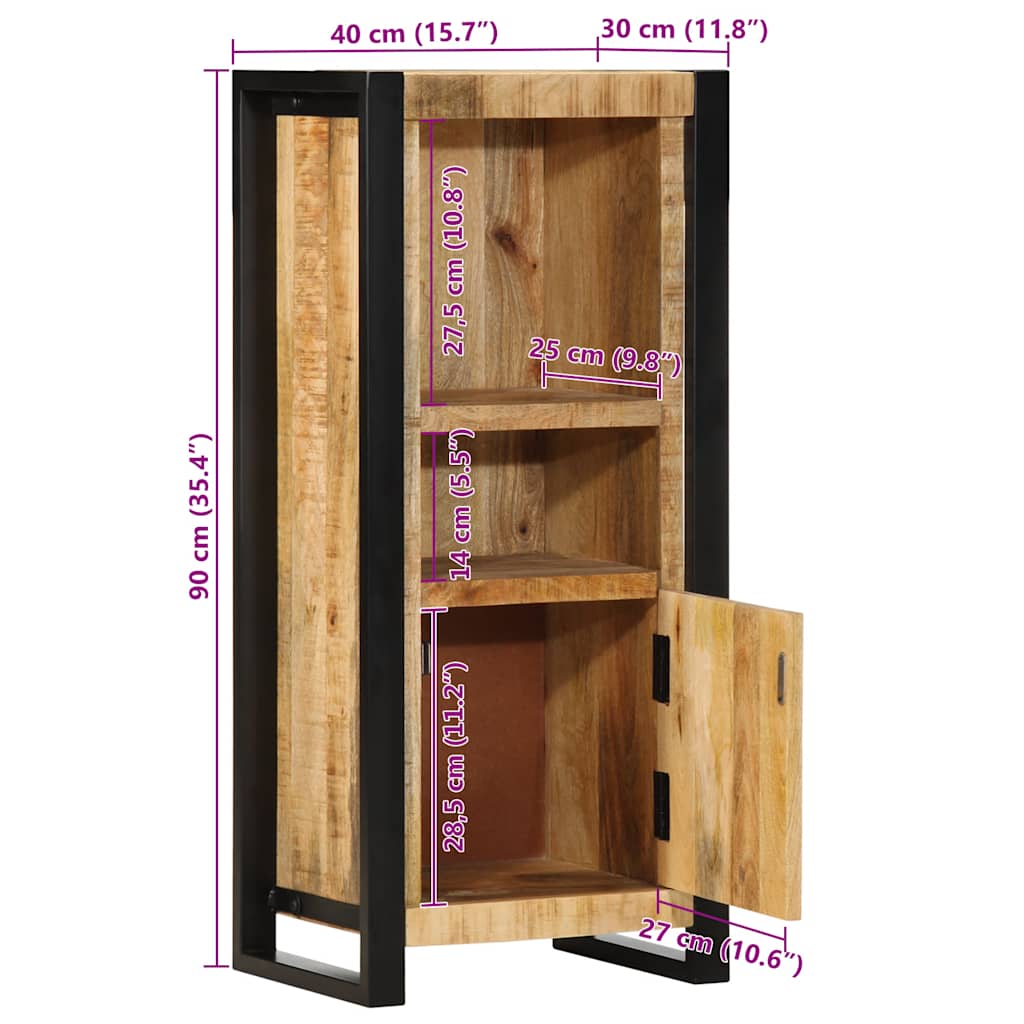 Badkamerkast 40x30x90 cm massief ruw mangohout is nu te koop bij PeponiXL, paradijselijk wonen!