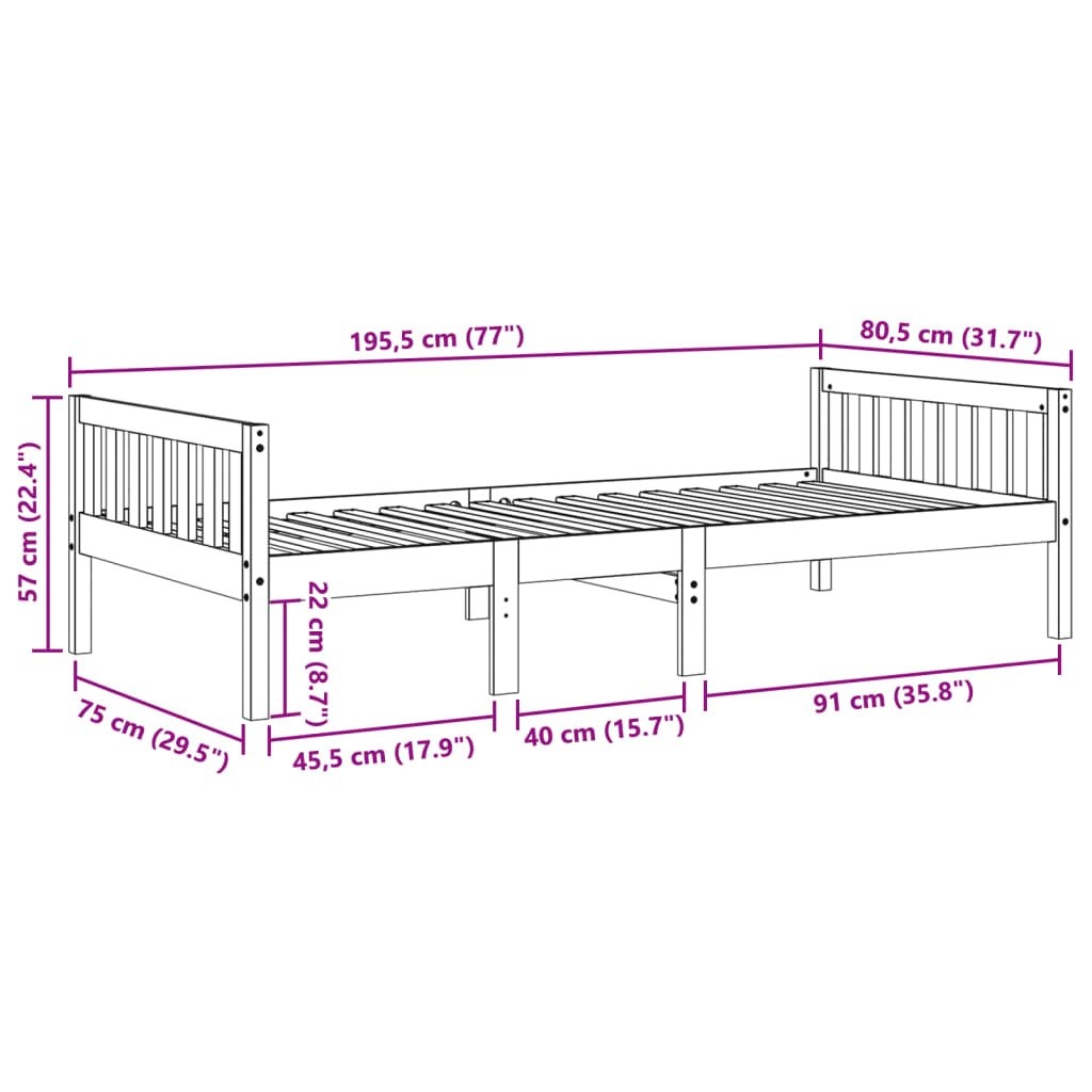 Kinderbed zonder matras massief grenenhout wit 75x190 cm is nu te koop bij PeponiXL, paradijselijk wonen!