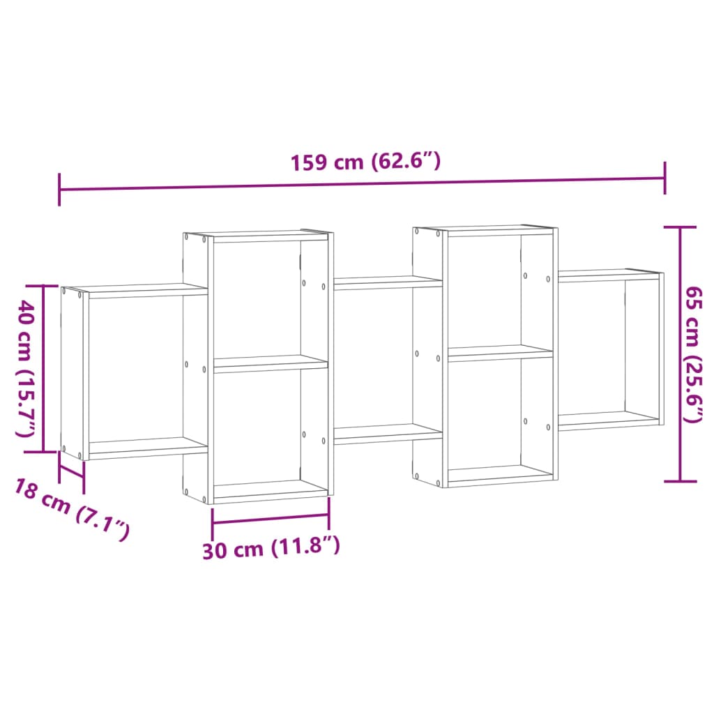 Wandschap 159x18x65 cm bewerkt hout artisanaal eikenkleurig is nu te koop bij PeponiXL, paradijselijk wonen!