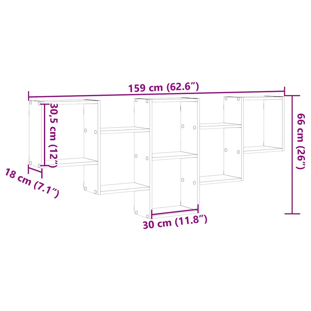 Wandschap 159x18x66 cm bewerkt hout oud houtkleurig is nu te koop bij PeponiXL, paradijselijk wonen!