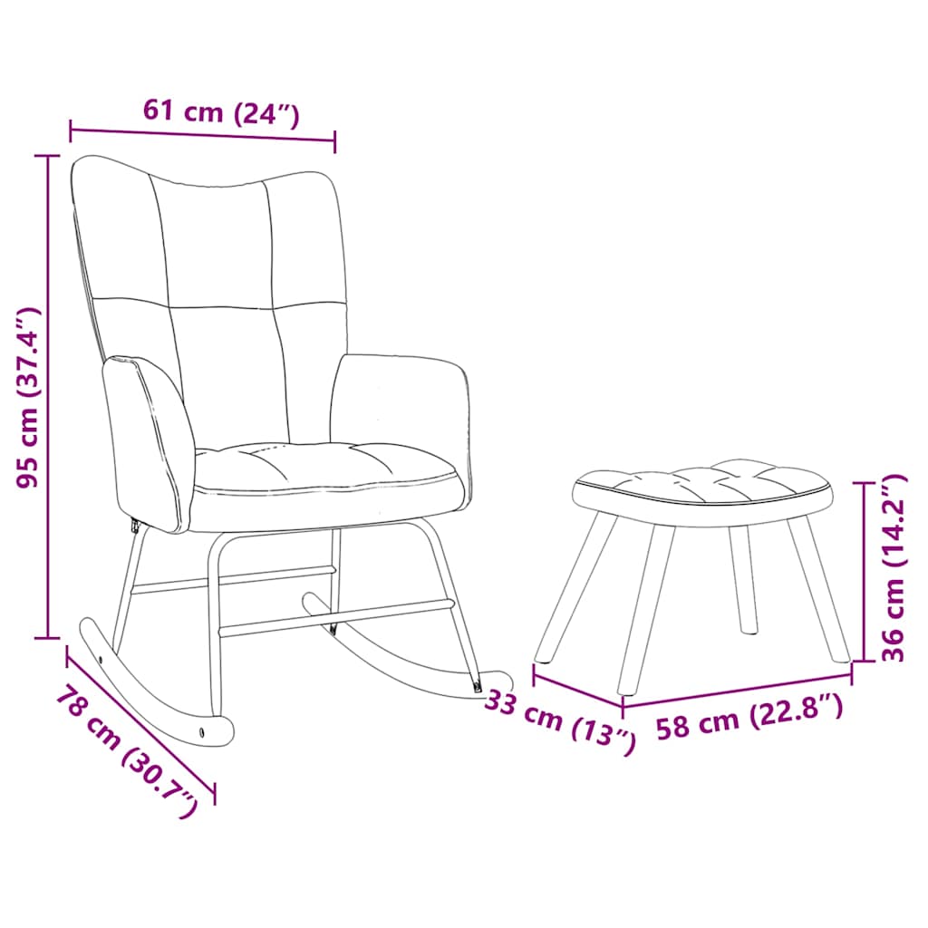 Schommelstoel met voetenbank stof lichtgrijs is nu te koop bij PeponiXL, paradijselijk wonen!