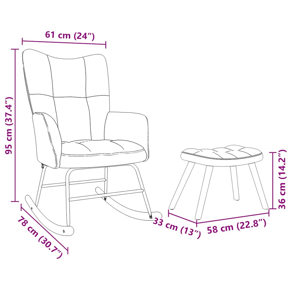 Schommelstoel met voetenbank stof donkergrijs is nu te koop bij PeponiXL, paradijselijk wonen!