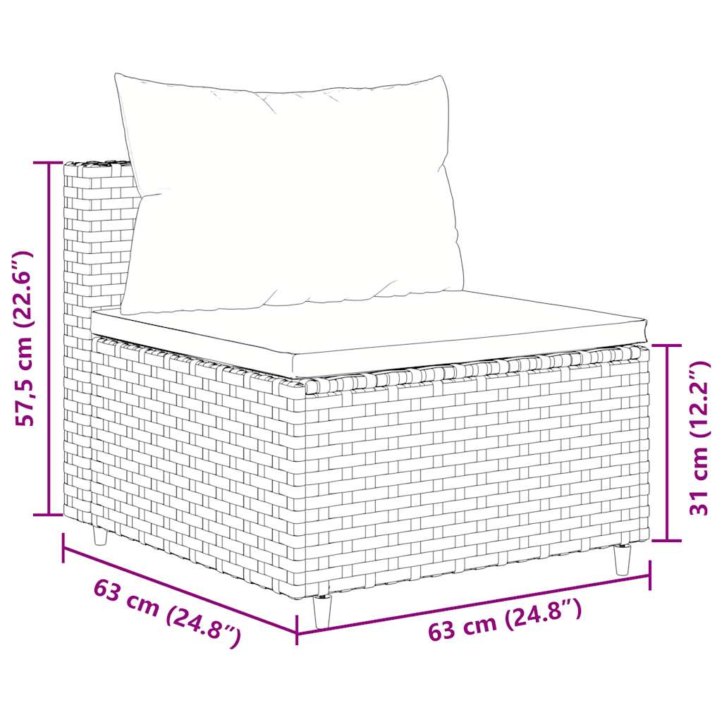 5-delige Loungeset met kussens poly rattan bruin