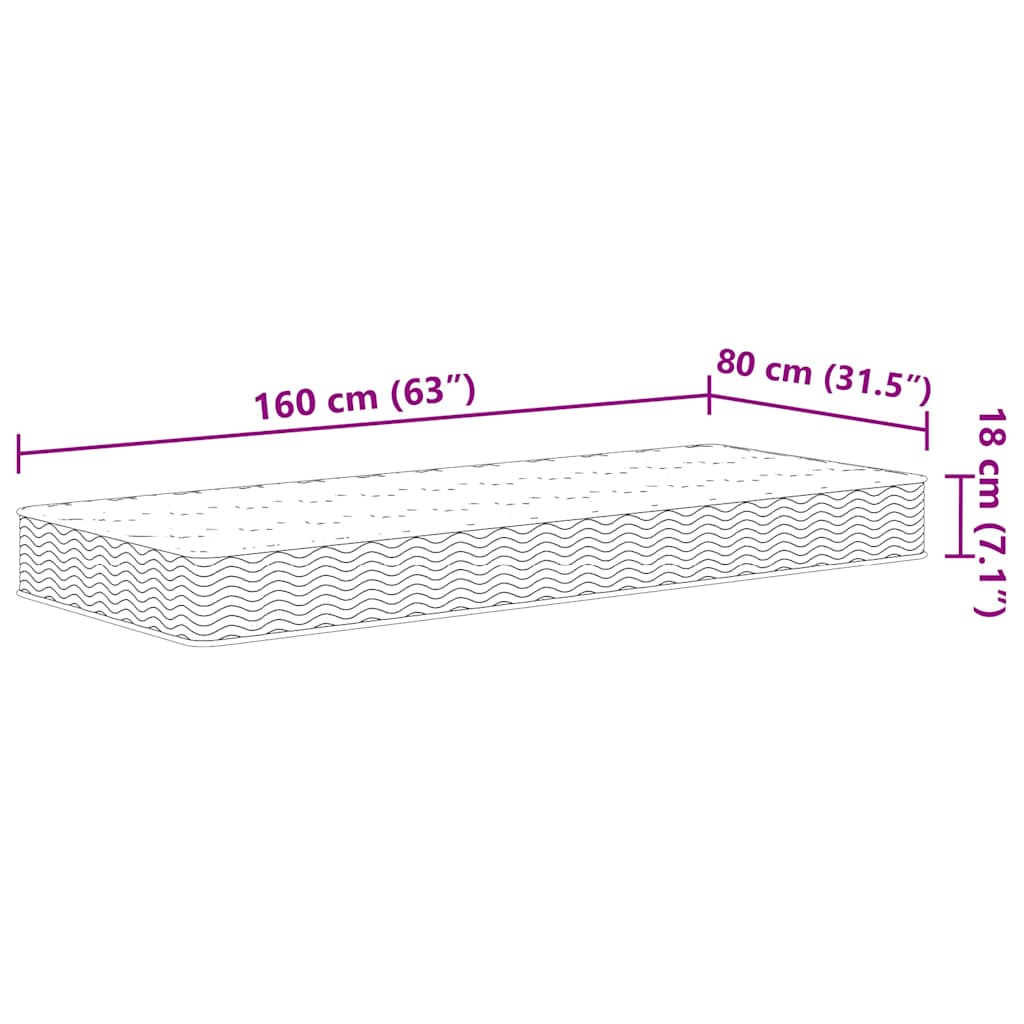 Binnenveringsmatras voor kinderen middelhard 80x160 cm is nu te koop bij PeponiXL, paradijselijk wonen!