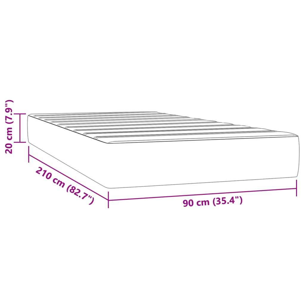 Pocketveringmatras medium 90x210x20 cm fluweel donkergrijs is nu te koop bij PeponiXL, paradijselijk wonen!