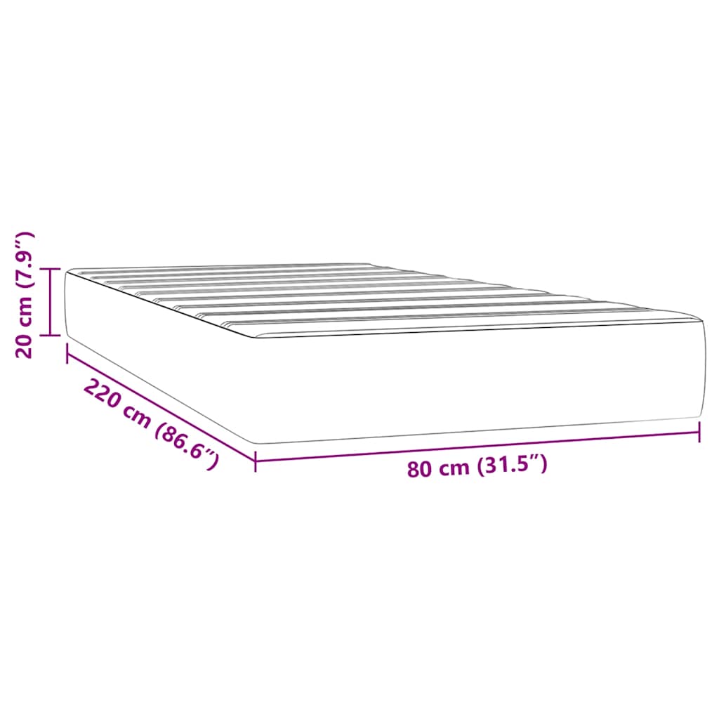 Pocketveringmatras medium 80x220x20 cm fluweel lichtgrijs is nu te koop bij PeponiXL, paradijselijk wonen!