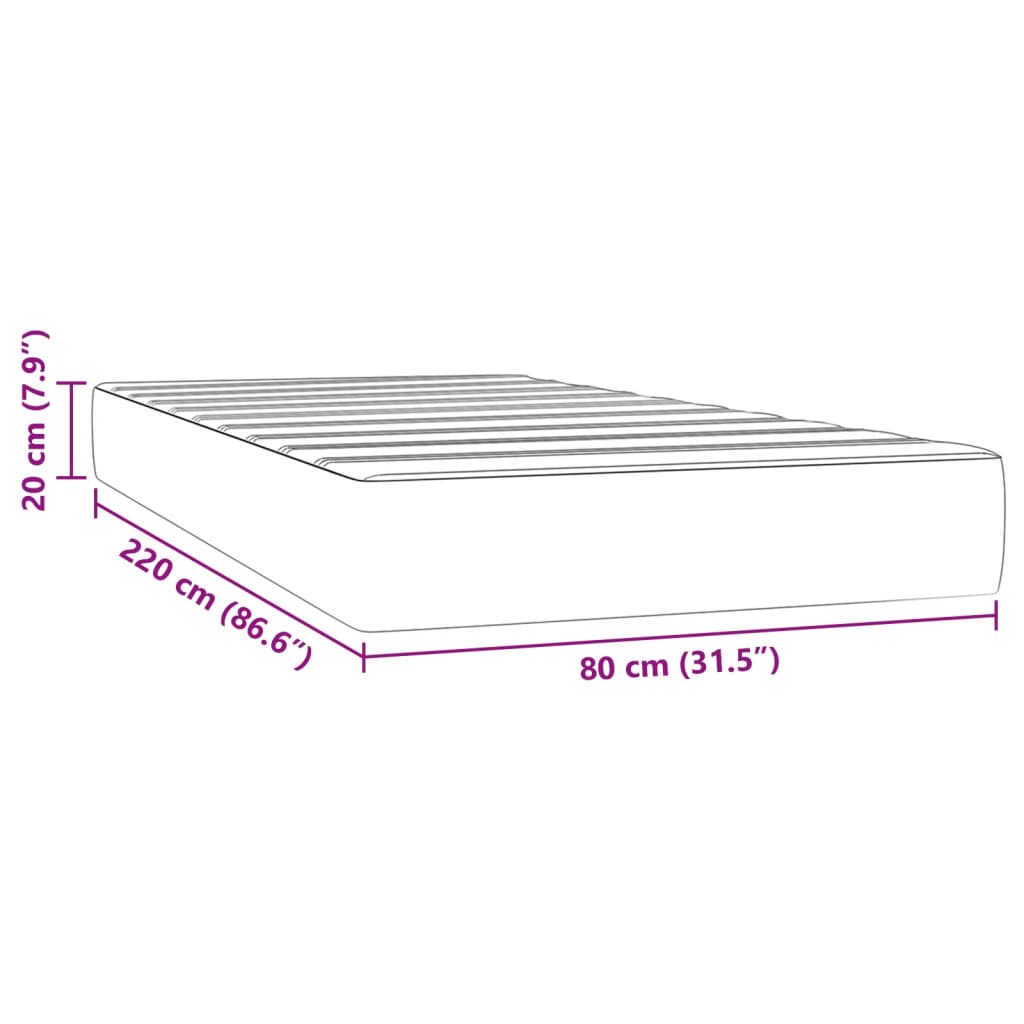 Pocketveringmatras medium 80x220x20 cm fluweel donkergrijs is nu te koop bij PeponiXL, paradijselijk wonen!