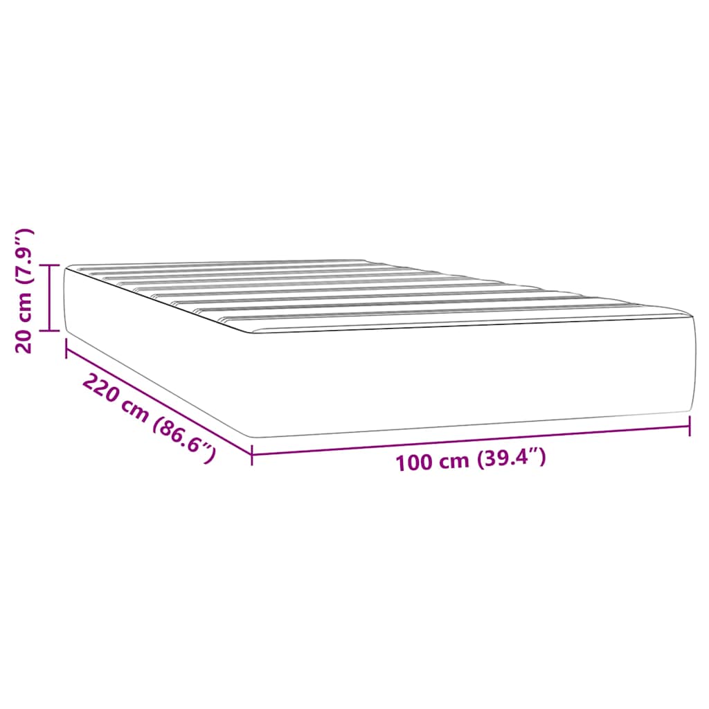 Pocketveringmatras medium 100x220x20 cm fluweel lichtgrijs is nu te koop bij PeponiXL, paradijselijk wonen!