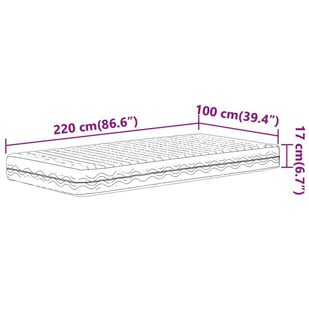Schuimmatras hardheid H2 H3 100x220 cm wit is nu te koop bij PeponiXL, paradijselijk wonen!