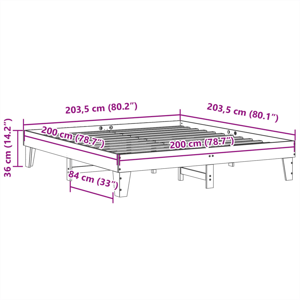 Bedframe zonder matras massief grenenhout wit 200x200 cm is nu te koop bij PeponiXL, paradijselijk wonen!