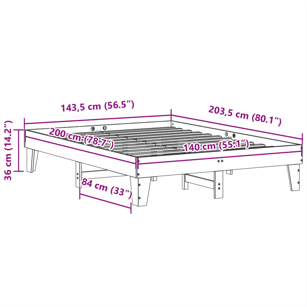 Bedframe zonder matras massief grenenhout wit 140x200 cm is nu te koop bij PeponiXL, paradijselijk wonen!