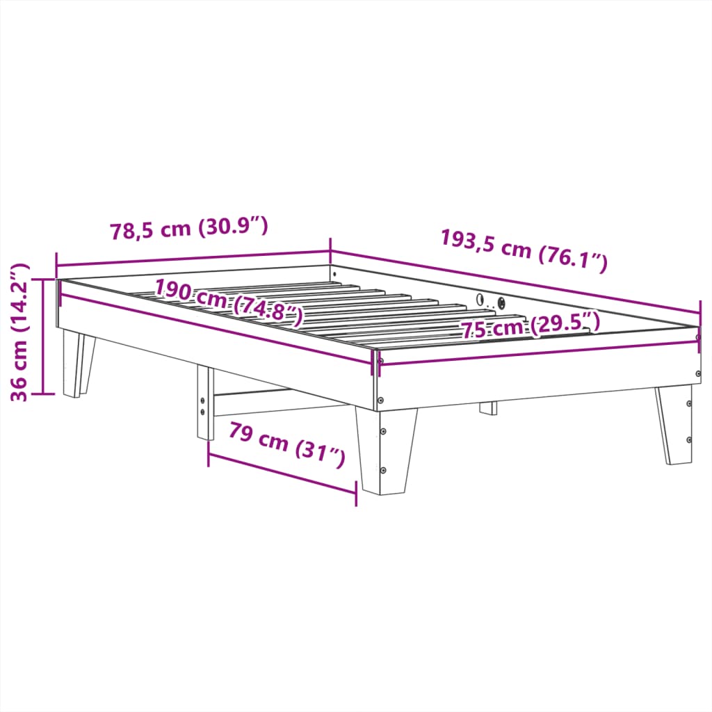 Bedframe zonder matras massief grenenhout wit 75x190 cm is nu te koop bij PeponiXL, paradijselijk wonen!