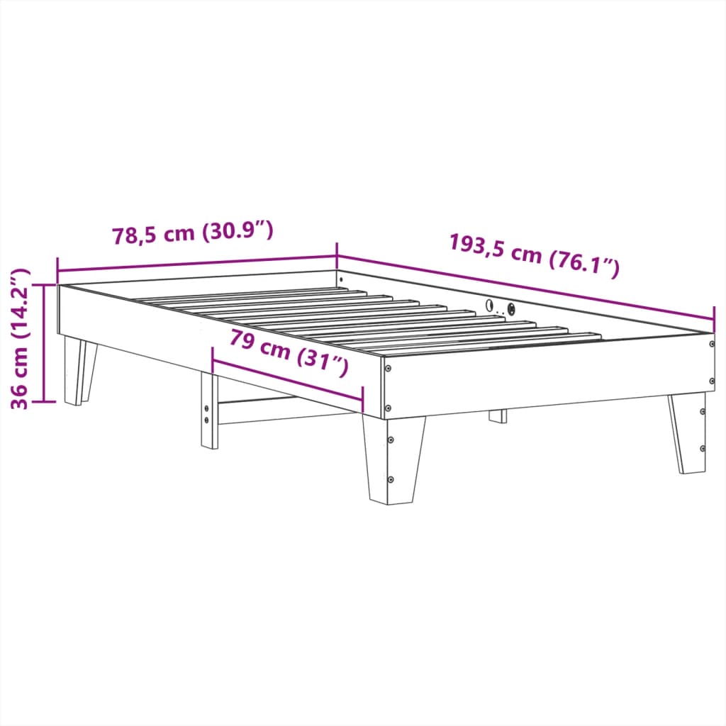 Bedframe zonder matras massief grenenhout wasbruin 75x190 cm is nu te koop bij PeponiXL, paradijselijk wonen!