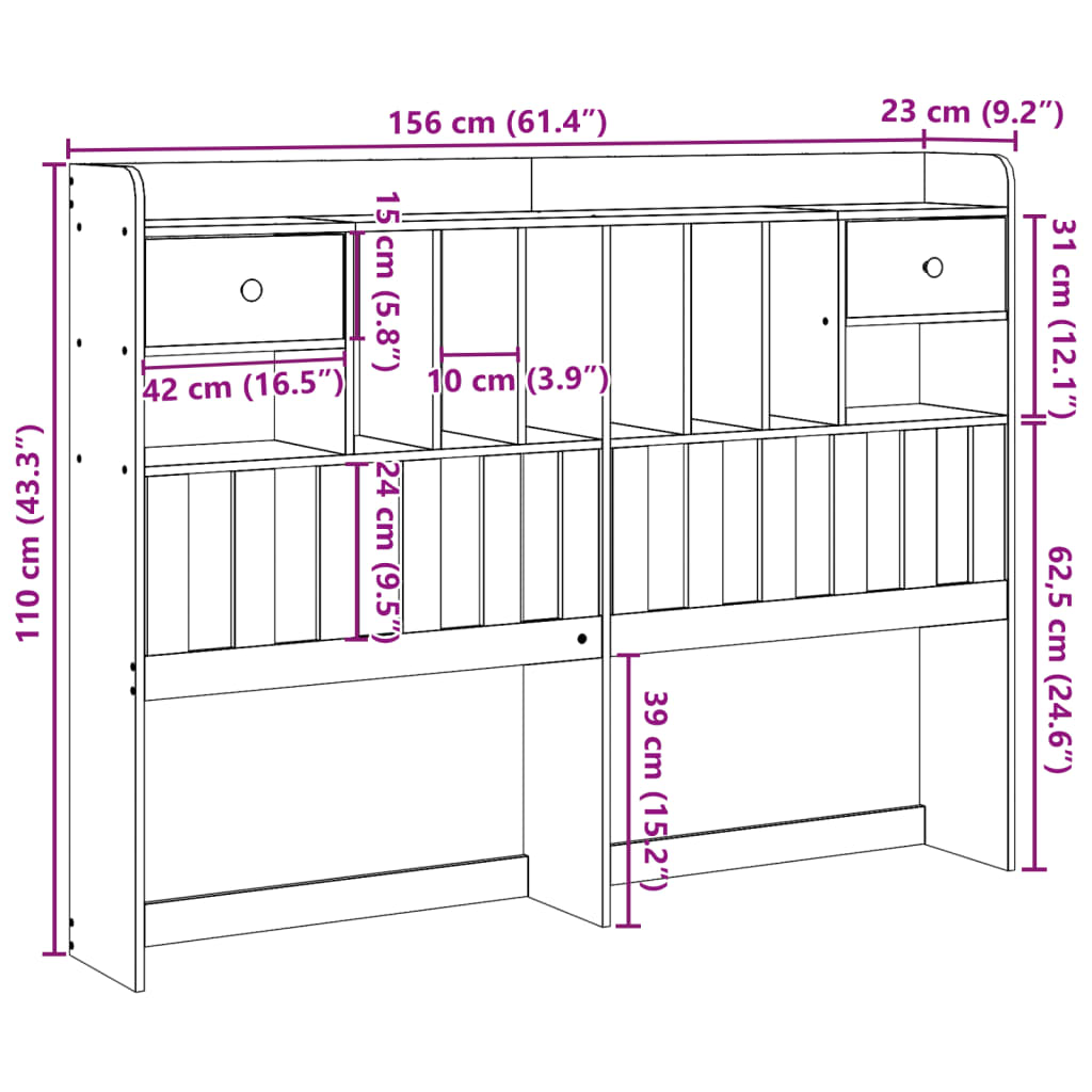 Hoofdbord met opbergruimte 150 cm massief grenenhout wasbruin is nu te koop bij PeponiXL, paradijselijk wonen!
