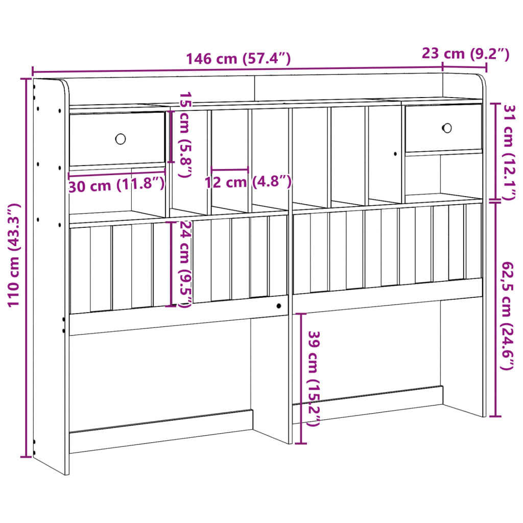 Hoofdbord met opbergruimte 140 cm massief grenenhout wasbruin is nu te koop bij PeponiXL, paradijselijk wonen!