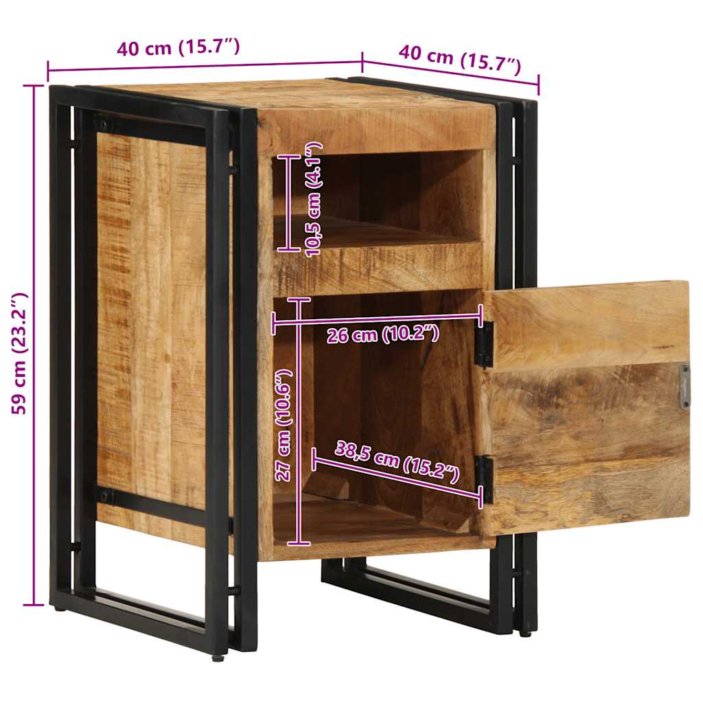 Nachtkastje 40x40x59 cm Massief ruw hout Mango is nu te koop bij PeponiXL, paradijselijk wonen!