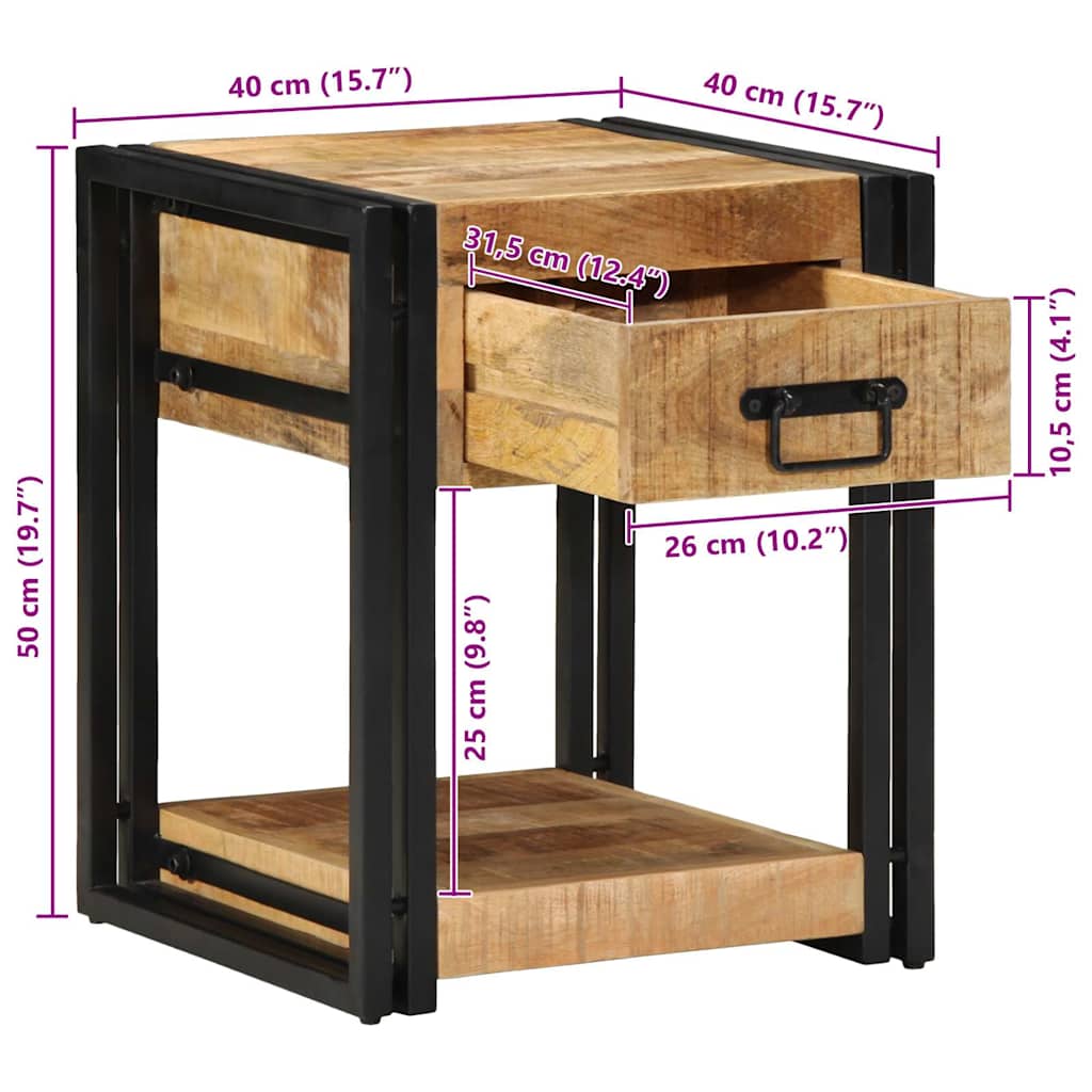 Nachtkastje 40x40x50 cm Massief ruw hout Mango is nu te koop bij PeponiXL, paradijselijk wonen!