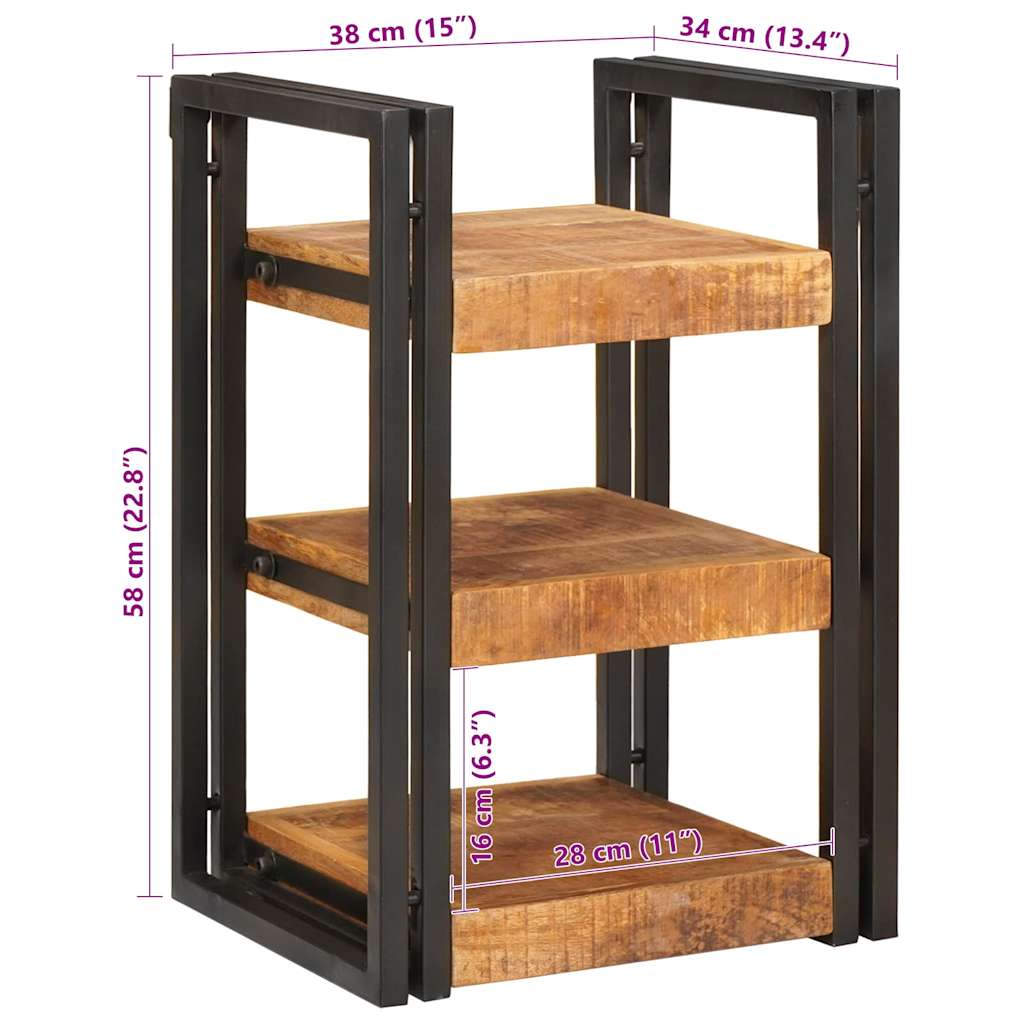 Nachtkastje Bruin en zwart 38 x 33 x 58 cm Massief Mango Hout is nu te koop bij PeponiXL, paradijselijk wonen!