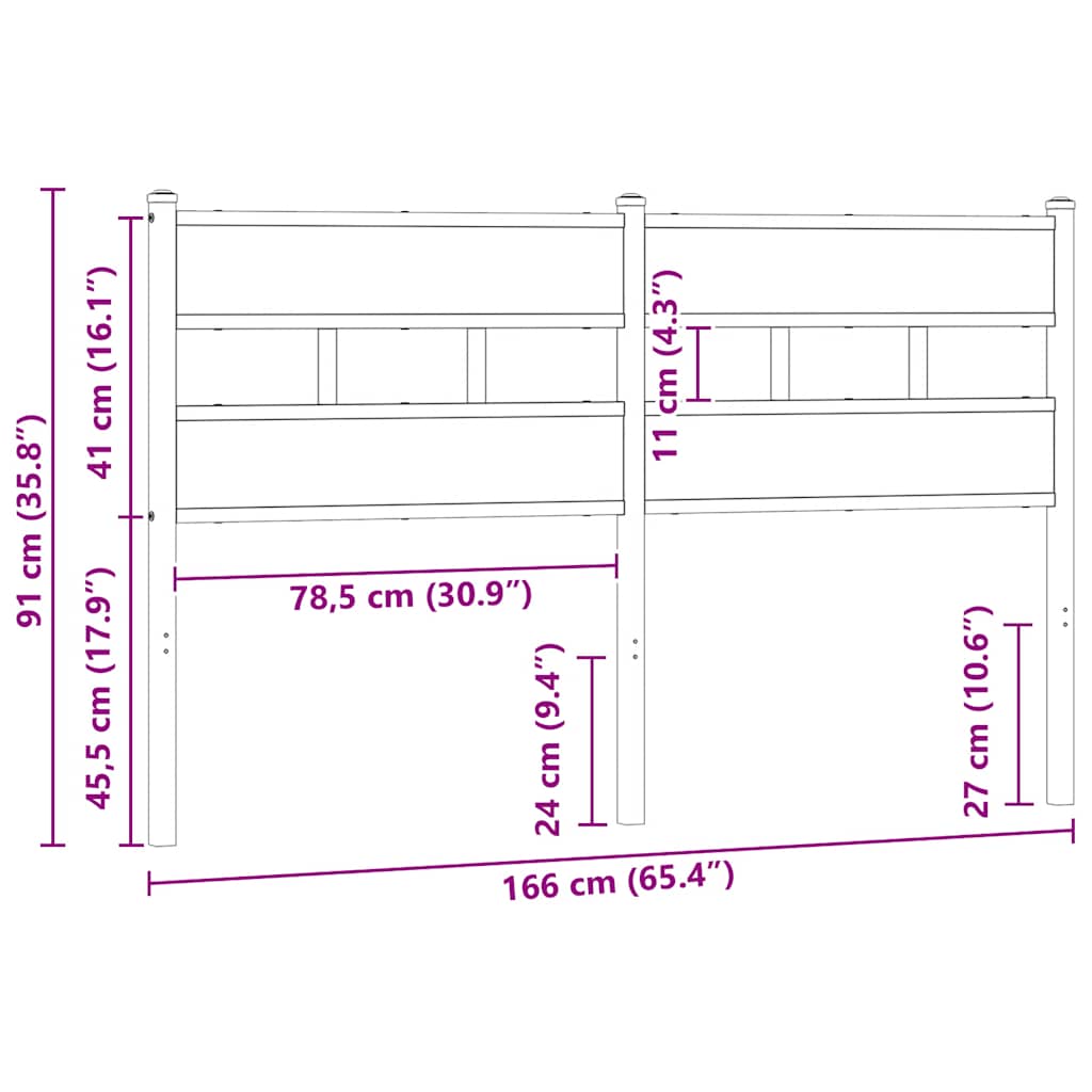 Vervangend hoofdbord 160 cm bewerkt hout en staal bruin eikenkleurig is nu te koop bij PeponiXL, paradijselijk wonen!