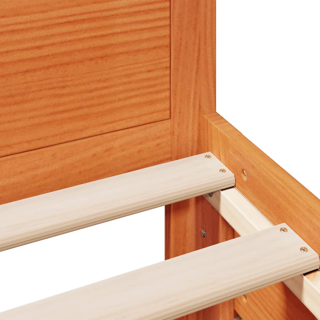 Bedframe zonder matras met hoofdbord grenenhout bruin 90x200 cm is nu te koop bij PeponiXL, paradijselijk wonen!