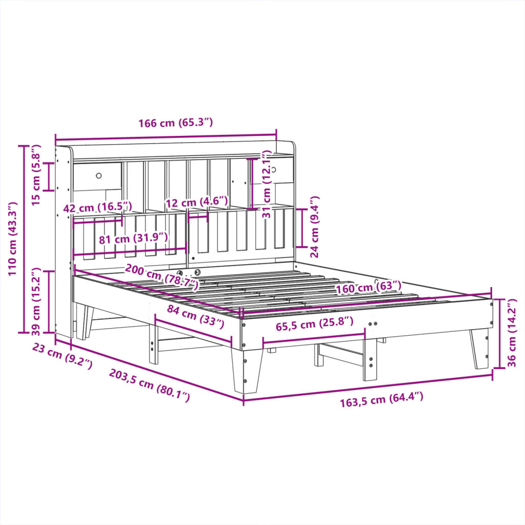 Bedframe zonder matras massief grenenhout wit 160x200 cm is nu te koop bij PeponiXL, paradijselijk wonen!