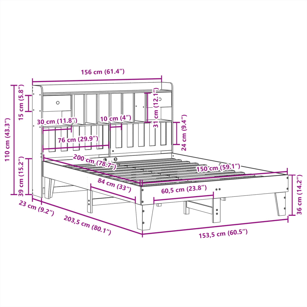 Bedframe zonder matras massief grenenhout wasbruin 150x200 cm is nu te koop bij PeponiXL, paradijselijk wonen!
