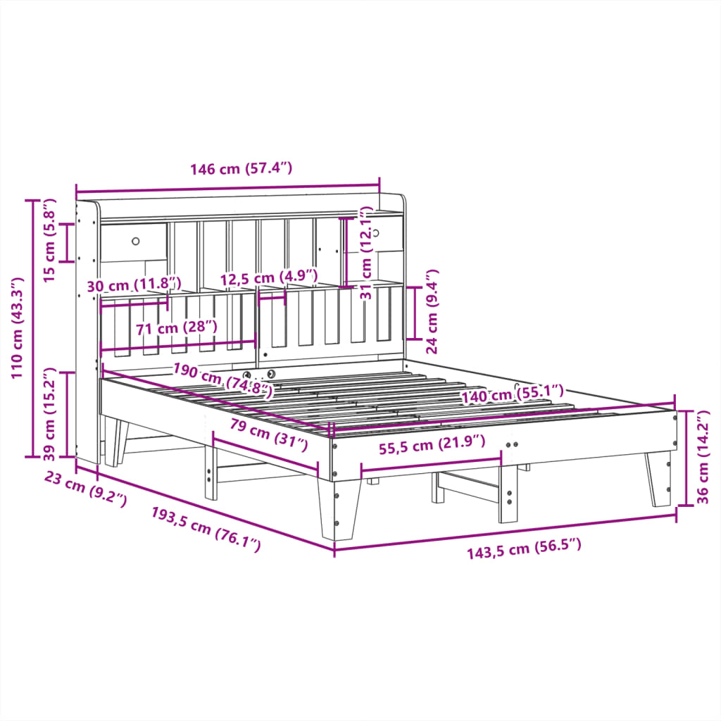 Bedframe zonder matras massief grenenhout wit 140x190 cm is nu te koop bij PeponiXL, paradijselijk wonen!