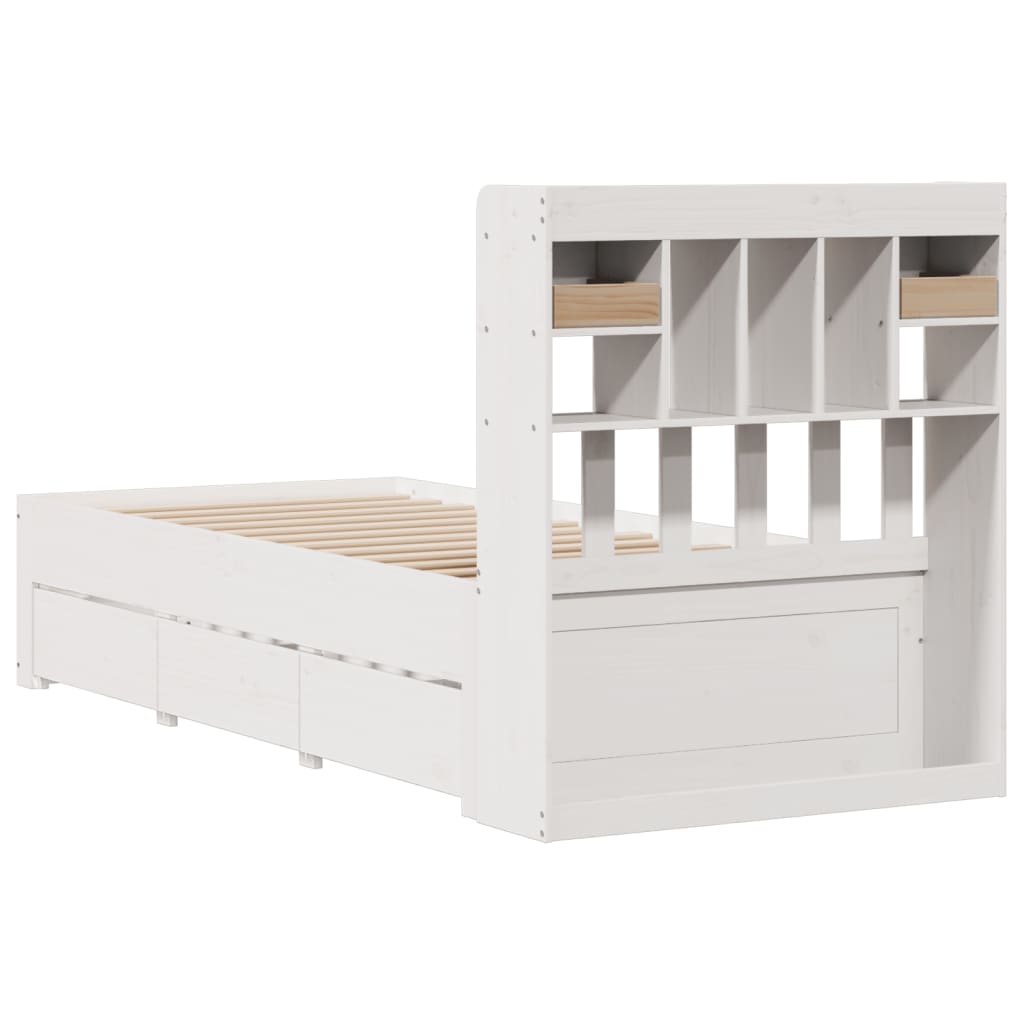 Bed met boekenkast zonder matras grenenhout wit 90x200 cm is nu te koop bij PeponiXL, paradijselijk wonen!