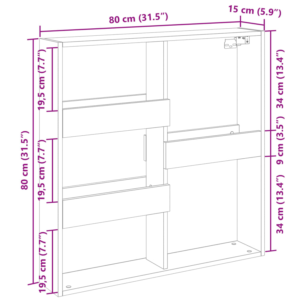 Wandkast 80x15x80 cm bewerkt hout zwart is nu te koop bij PeponiXL, paradijselijk wonen!