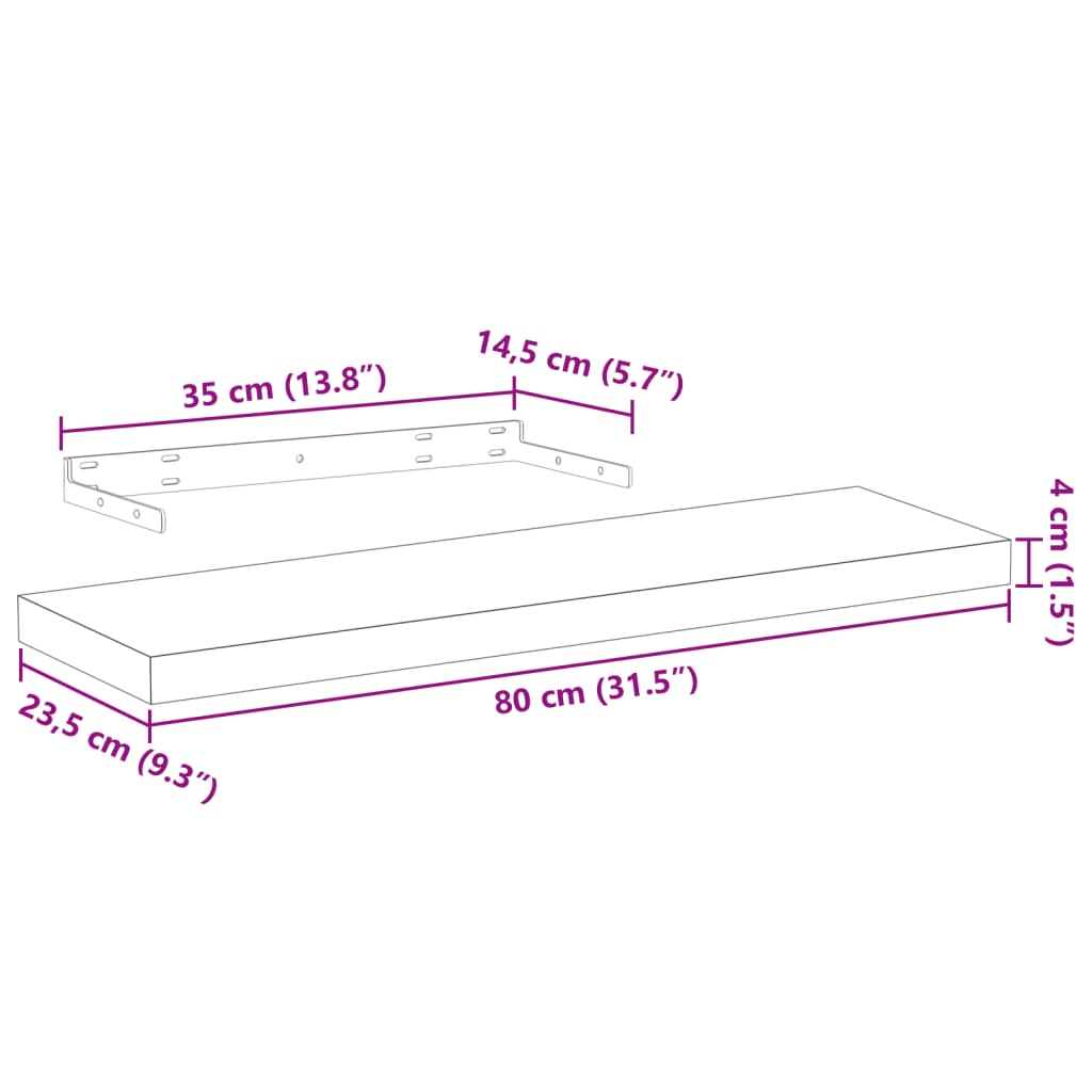 Wandschapppen 2 st 80x23,5x4 cm bewerkt hout is nu te koop bij PeponiXL, paradijselijk wonen!