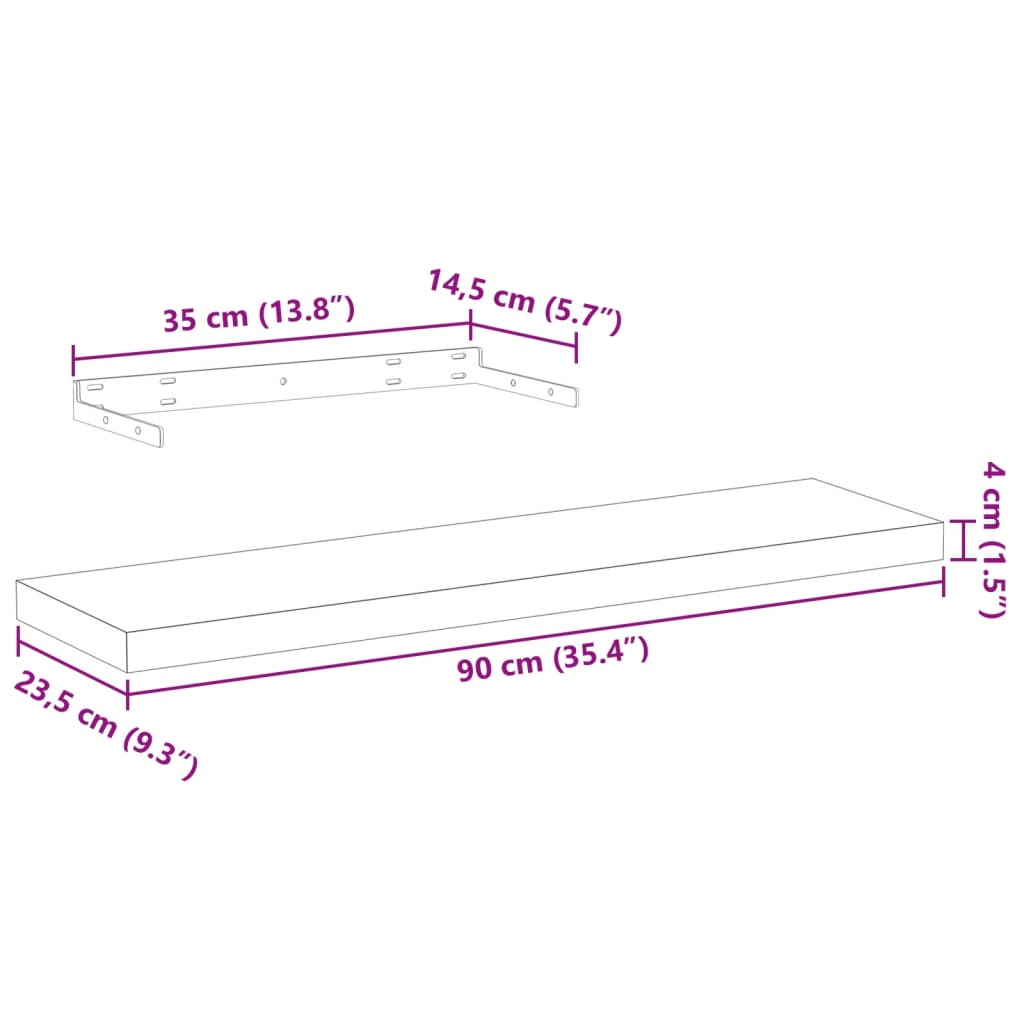 Wandschap 90x23,5x4 cm bewerkt hout is nu te koop bij PeponiXL, paradijselijk wonen!