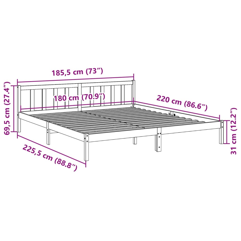 Bedframe extra lang zonder matras grenenhout wit 180x220 cm is nu te koop bij PeponiXL, paradijselijk wonen!