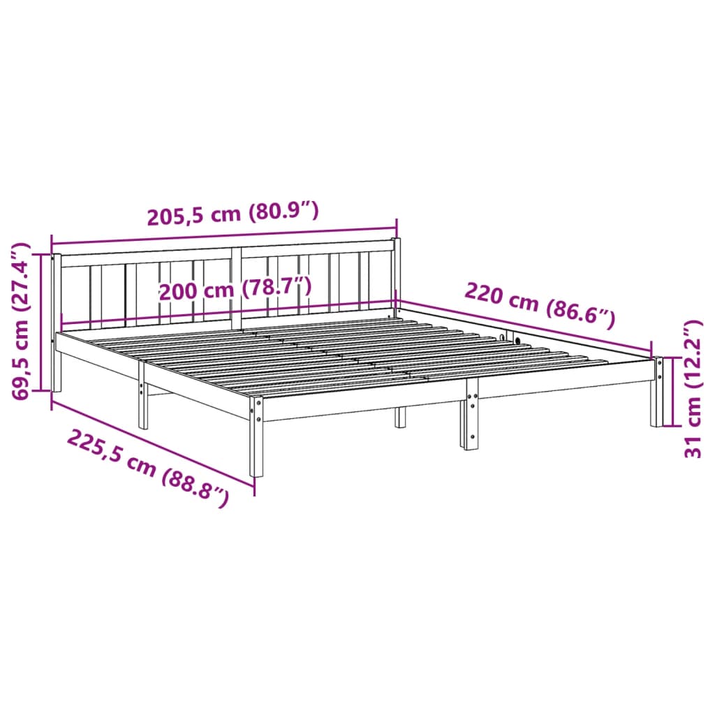 Bedframe extra lang zonder matras massief grenenhout 200x220 cm is nu te koop bij PeponiXL, paradijselijk wonen!
