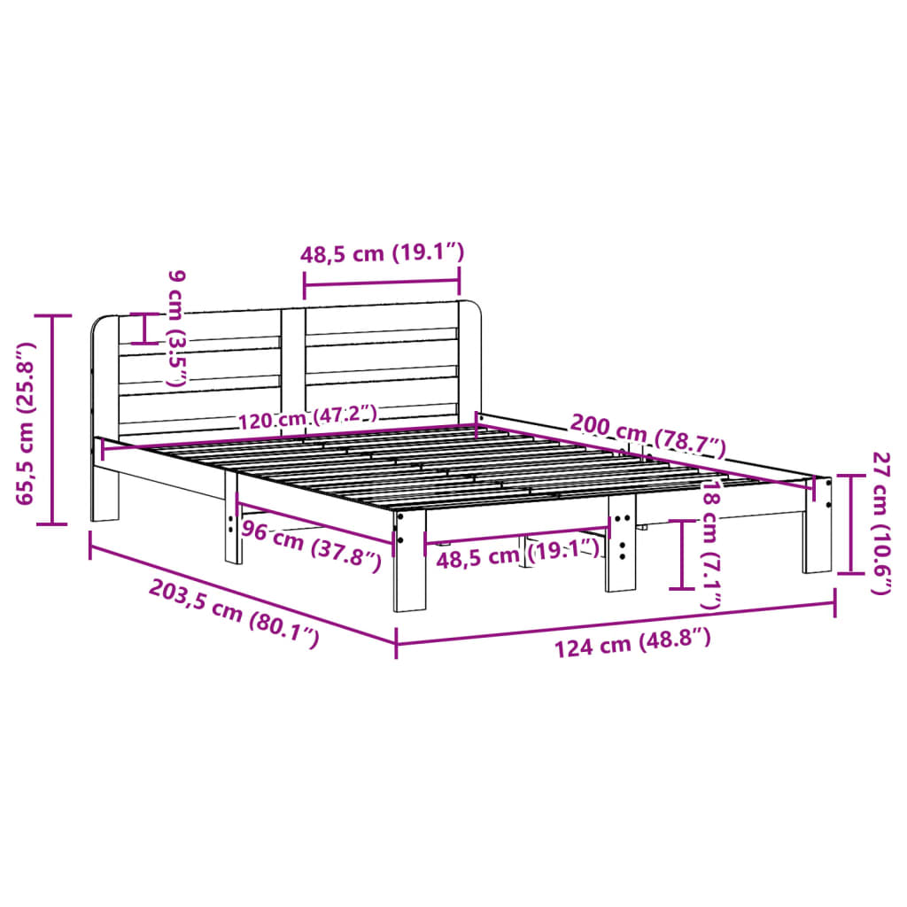 Bedframe zonder matras massief grenenhout 120x200 cm is nu te koop bij PeponiXL, paradijselijk wonen!