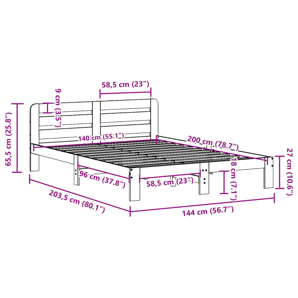 Bedframe zonder matras massief grenenhout wasbruin 140x200 cm is nu te koop bij PeponiXL, paradijselijk wonen!