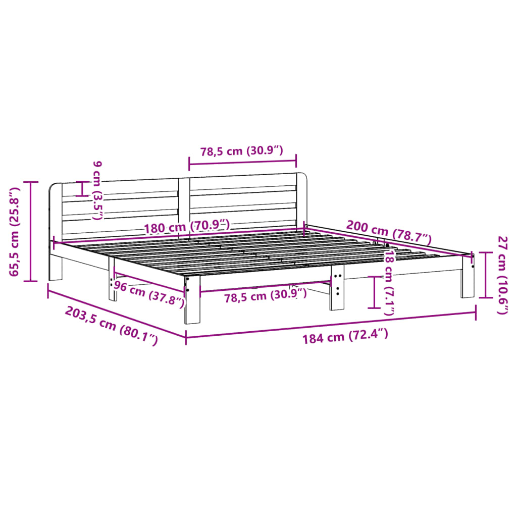 Bedframe zonder matras massief grenenhout wasbruin 180x200 cm is nu te koop bij PeponiXL, paradijselijk wonen!