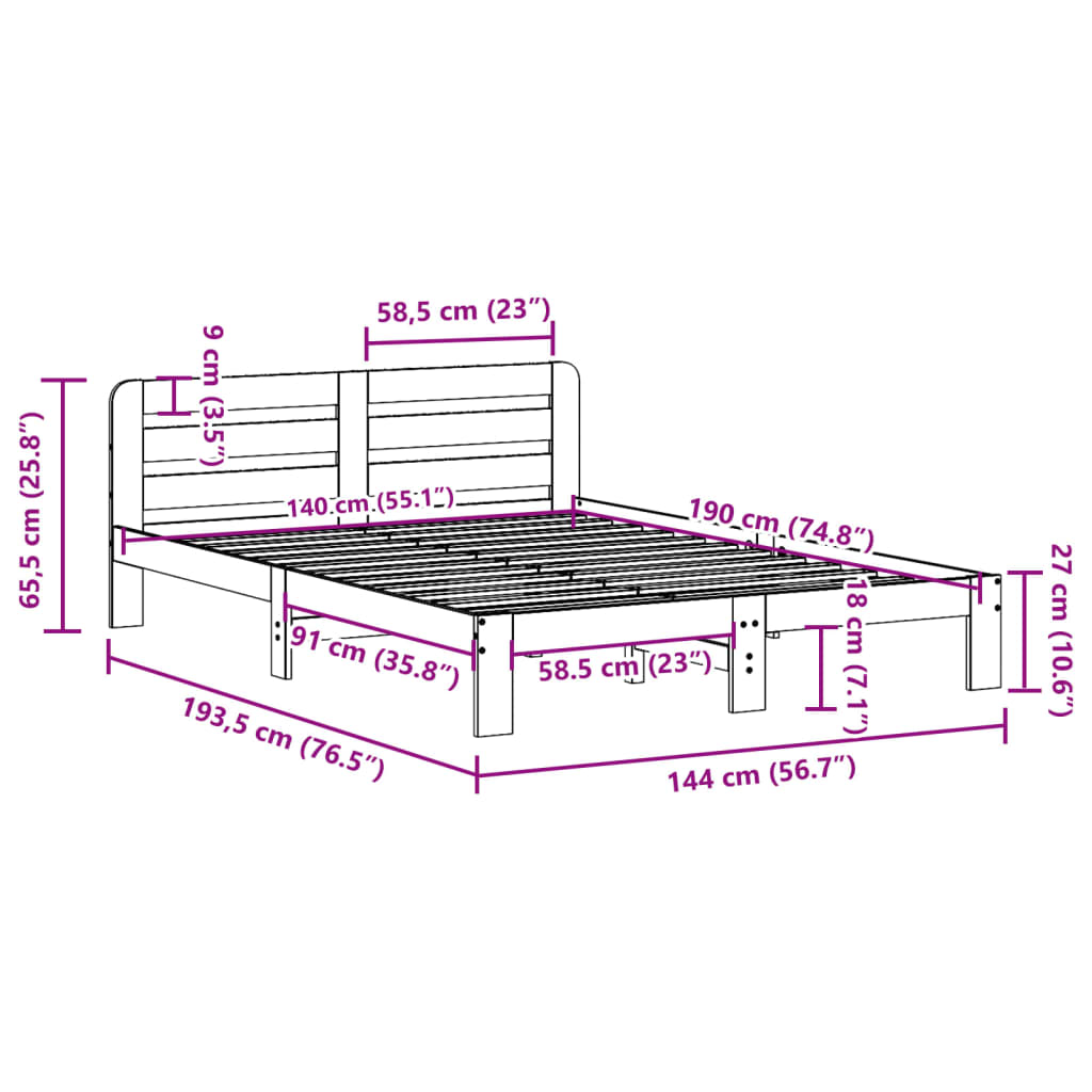 Bed met matras massief grenenhout wasbruin 140x190 cm is nu te koop bij PeponiXL, paradijselijk wonen!