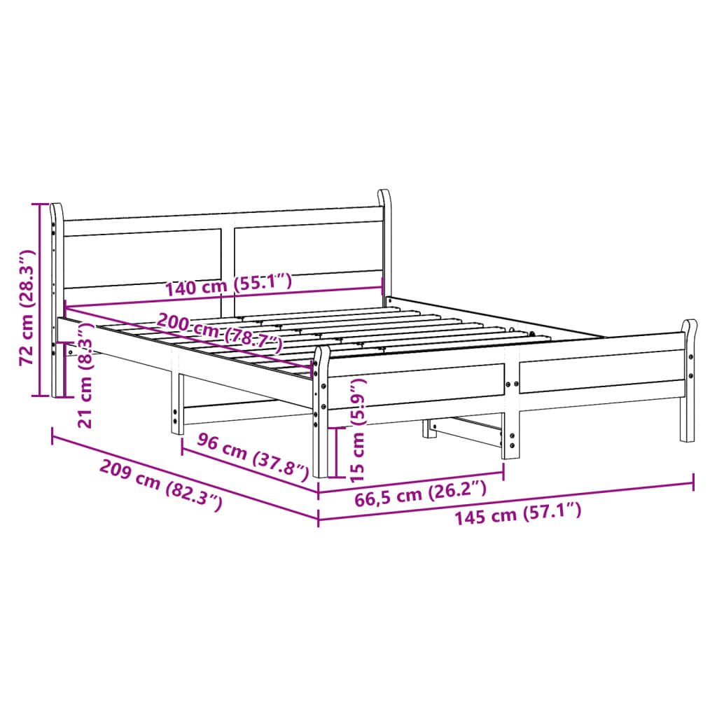 Bedframe zonder matras massief grenenhout wasbruin 140x200 cm is nu te koop bij PeponiXL, paradijselijk wonen!