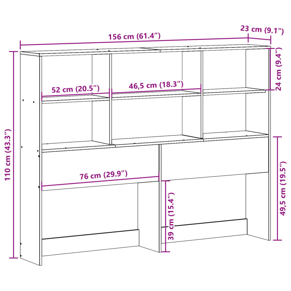Hoofdbord met opbergruimte 150 cm massief grenenhout is nu te koop bij PeponiXL, paradijselijk wonen!